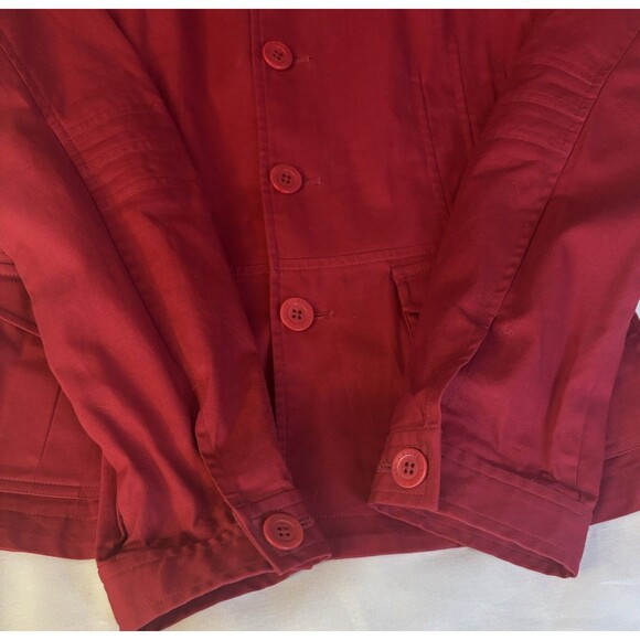 RALPH LAUREN Vintage Red Button Front Jacket Women 4 Long Sleeve Peplum Cotton - Picture 7 of 12